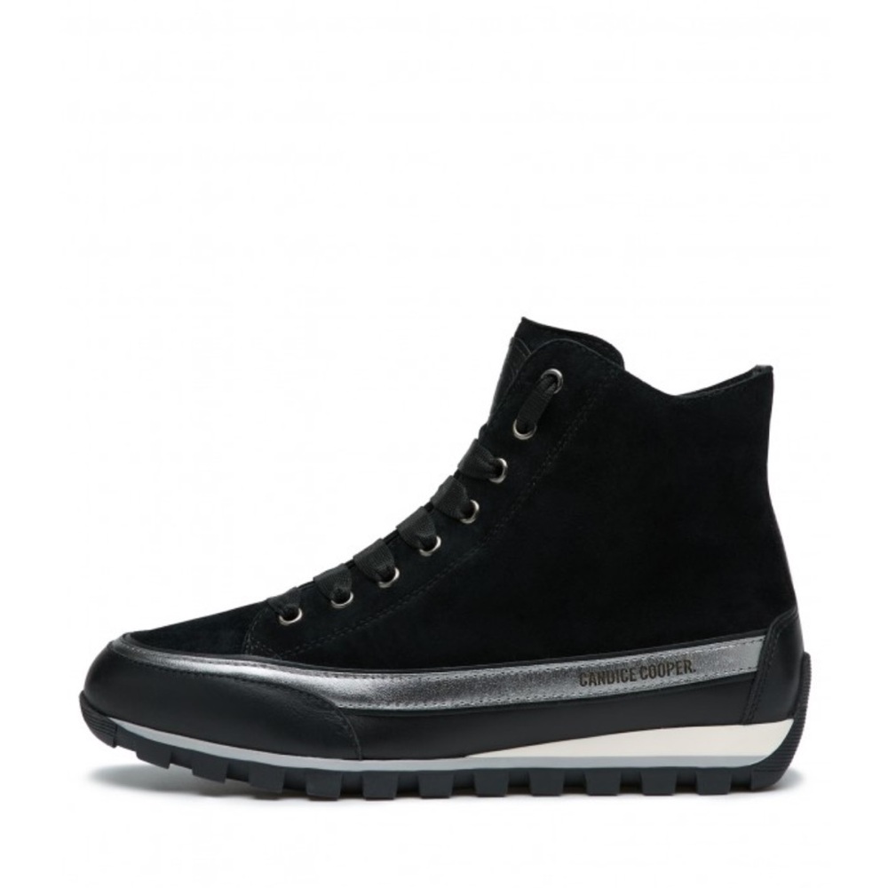 NWT Candice Cooper JANIS STRIP PLUS CHIC Leather and Velour Ankle Sneakers